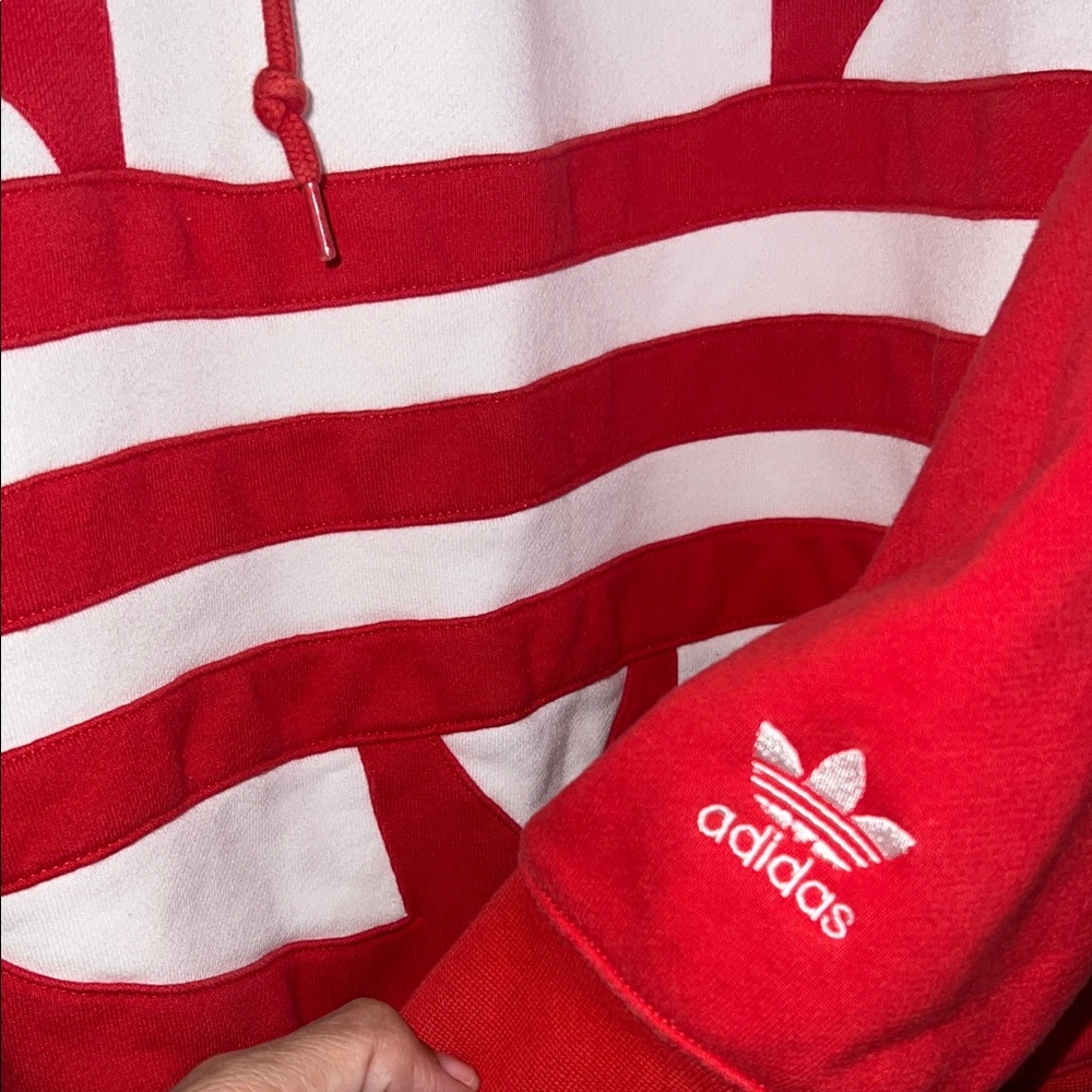 Adidas Bold Red and White Hoodie man/women oversized S - Picture 4 of 4